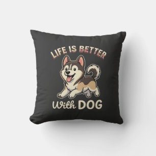 Leven Is Beter Met Hond Cartoon Kussen