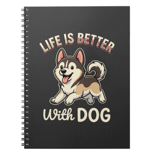 Leven Is Beter Met Hond Cartoon Notitieboek (Voorkant)