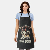 Leven Is Beter Met Hond Cartoon Schort (Gedragen)