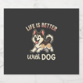 Leven Is Beter Met Hond Cartoon Sparkling Wijnetiket (Enkel label)