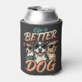 Leven Is Beter Met Hond Vector Blikjeskoeler (Blikje Voorkant)