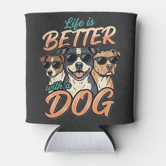 Leven Is Beter Met Hond Vector Blikjeskoeler (Voorkant)