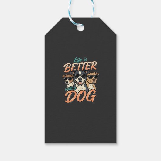 Leven Is Beter Met Hond Vector Cadeaulabel (Voorkant)