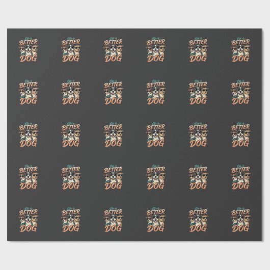 Leven Is Beter Met Hond Vector Cadeaupapier (Vlak)
