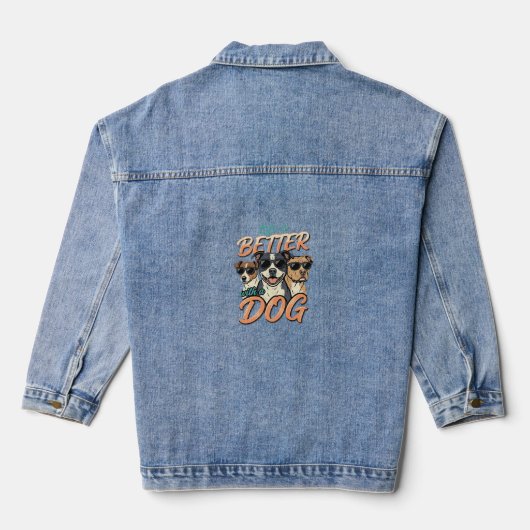 Leven Is Beter Met Hond Vector Denim Jacket (Achterkant)