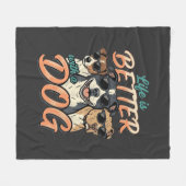Leven Is Beter Met Hond Vector Fleece Deken (Voorkant (Horizontaal))