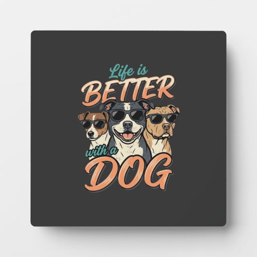 Leven Is Beter Met Hond Vector Fotoplaat (Voorkant)