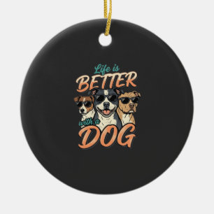 Leven Is Beter Met Hond Vector Keramisch Ornament