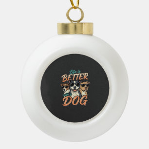 Leven Is Beter Met Hond Vector Keramische Bal Ornament