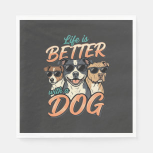 Leven Is Beter Met Hond Vector Servet