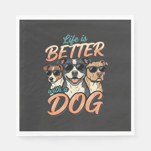 Leven Is Beter Met Hond Vector Servet (Voorkant)