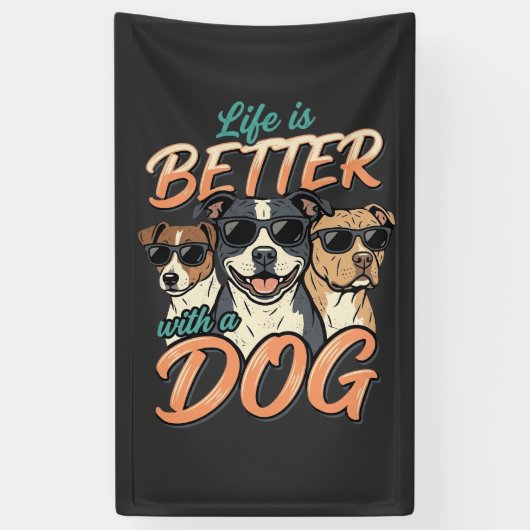 Leven Is Beter Met Hond Vector Spandoek (Verticaal)