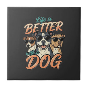 Leven Is Beter Met Hond Vector Tegeltje