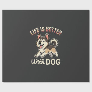 Leven Is Beter Met Honden Cartoon Cadeaupapier
