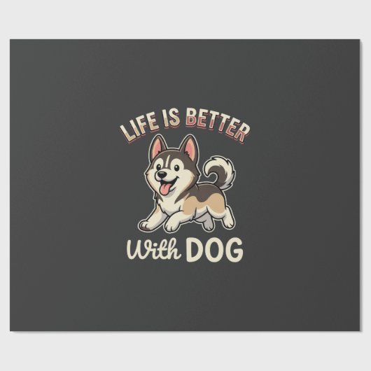 Leven Is Beter Met Honden Cartoon Cadeaupapier (Vlak)