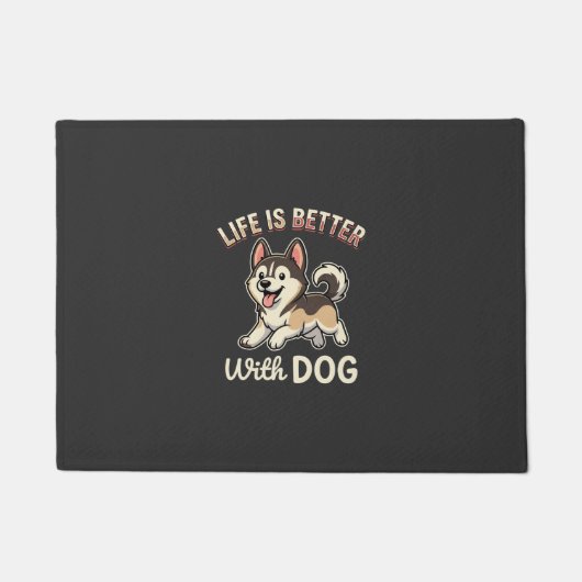 Leven Is Beter Met Honden Cartoon Deurmat (Voorkant)