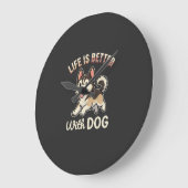 Leven Is Beter Met Honden Cartoon Grote Klok (Hoek)