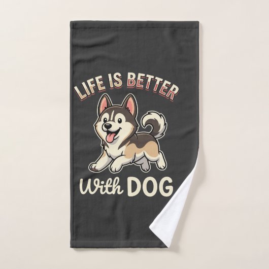 Leven Is Beter Met Honden Cartoon Handdoek (Handdoek)