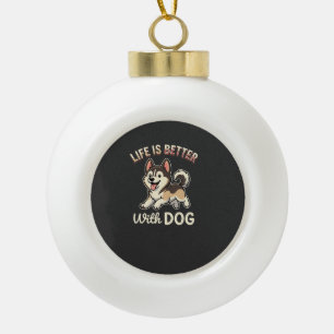 Leven Is Beter Met Honden Cartoon Keramische Bal Ornament