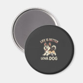 Leven Is Beter Met Honden Cartoon Magneet (Voorkant / Achterkant)
