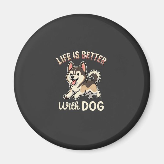 Leven Is Beter Met Honden Cartoon Magneet (Voorkant)