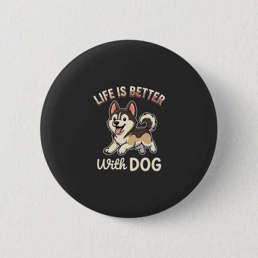 Leven Is Beter Met Honden Cartoon Ronde Button 5,7 Cm (Voorkant)