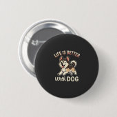 Leven Is Beter Met Honden Cartoon Ronde Button 5,7 Cm (Voorkant /achterkant)