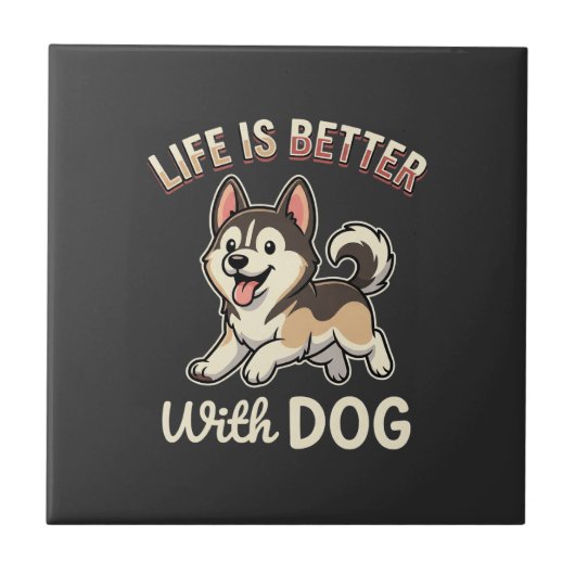 Leven Is Beter Met Honden Cartoon Tegeltje (Voorkant)