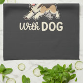 Leven Is Beter Met Honden Cartoon Theedoek (Gevouwen)