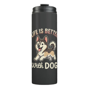 Leven Is Beter Met Honden Cartoon Thermosbeker