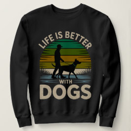 Leven is beter met honden Dames Retro Zonsondergan Trui