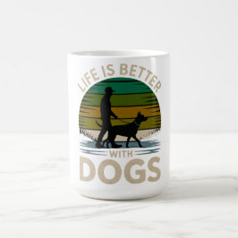 Leven is beter met honden Retro Sunset T-shirt Koffiemok