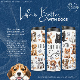 Leven is beter met honden thermische tumbler thermosbeker