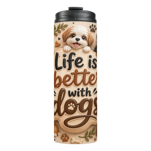 Leven is beter met honden thermosbeker (Voorkant)