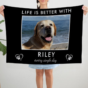 Leven is beter met huisdier hond kat foto fleece deken
