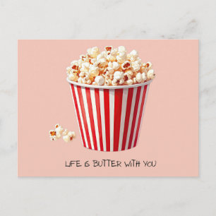 Leven is beter met jou Speelse film popcorn Feestdagenkaart