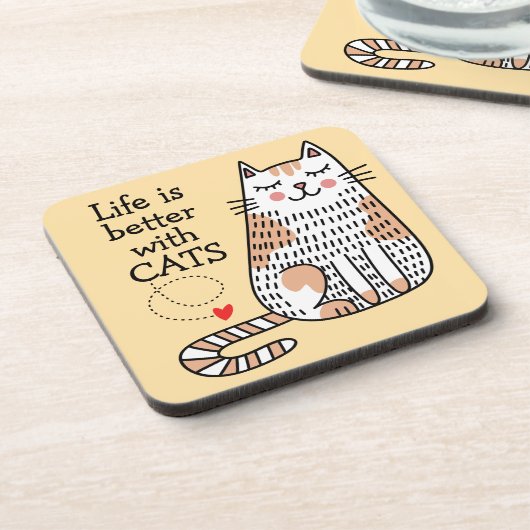 Leven Is Beter Met Katten Doodle Bier Onderzetter (Linkerzijde)