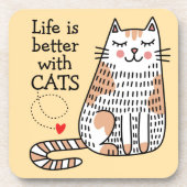 Leven Is Beter Met Katten Doodle Bier Onderzetter (Voorkant)