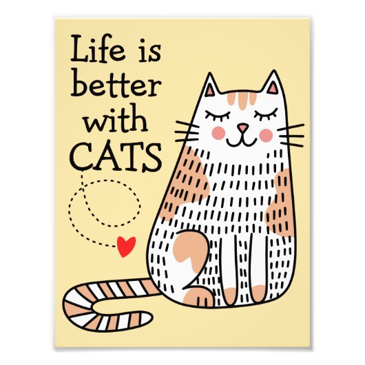 Leven is beter met katten Doodle Foto Afdruk (Voorkant)