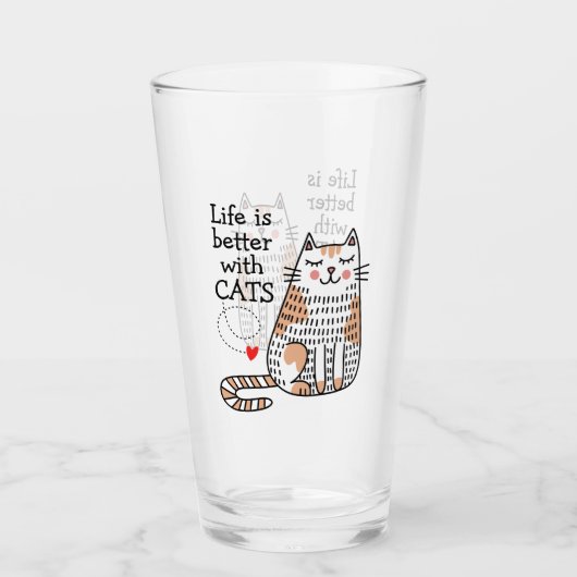 Leven Is Beter Met Katten Doodle Glas (Voorkant)