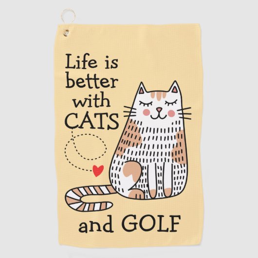 Leven Is Beter Met Katten Doodle Golfhanddoek (Voorkant)