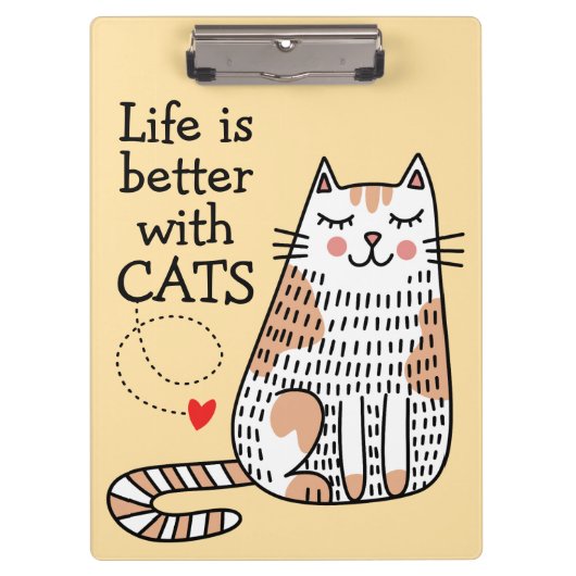 Leven is beter met katten Doodle Klembord (Voorkant)