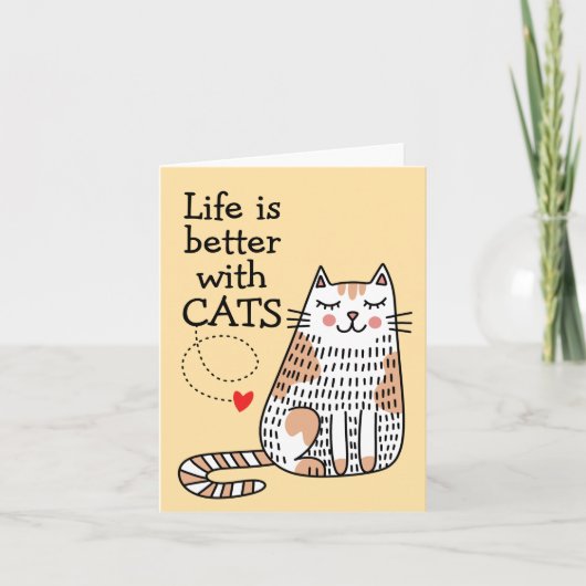 Leven Is Beter Met Katten Doodle Notitiekaartje (Voorkant)
