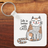 Leven Is Beter Met Katten Doodle Sleutelhanger (Voorkant)