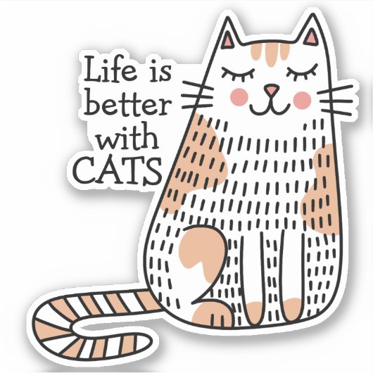 Leven Is Beter Met Katten Doodle Sticker (Voorkant)