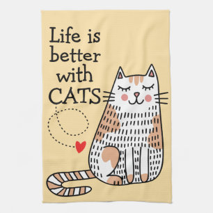 Leven Is Beter Met Katten Doodle Theedoek