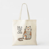 Leven is beter met katten Doodle Tote Bag (Achterkant)