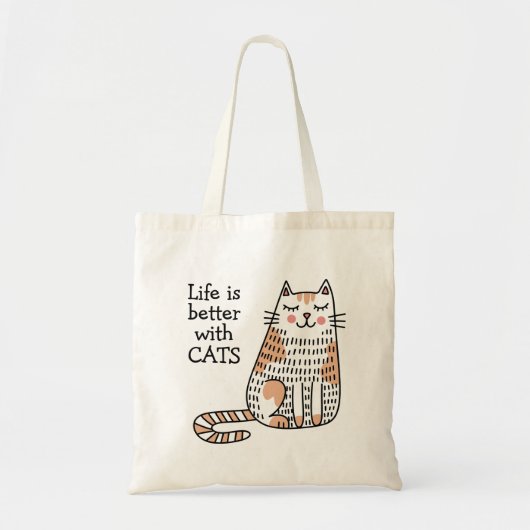 Leven is beter met katten Doodle Tote Bag (Voorkant)