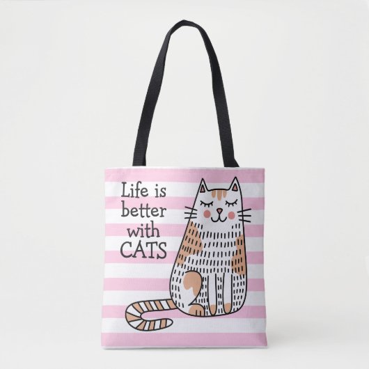 Leven Is Beter Met Katten Doodle Tote Bag (Voorkant)