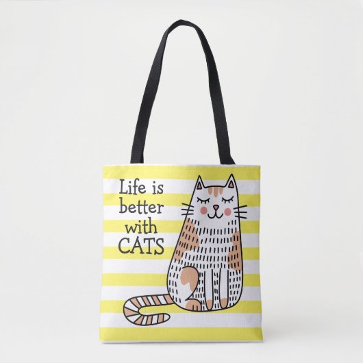 Leven Is Beter Met Katten Doodle Tote Bag (Voorkant)